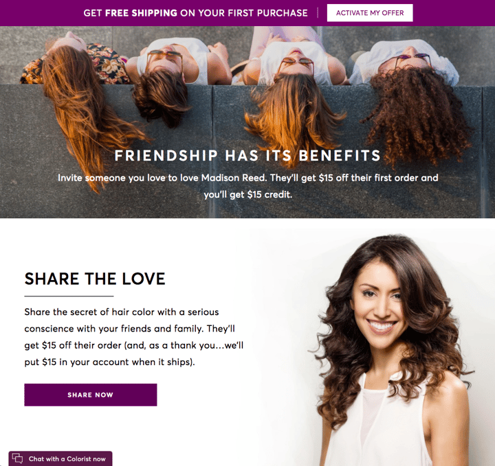 How to maximize awareness of your referral program website example