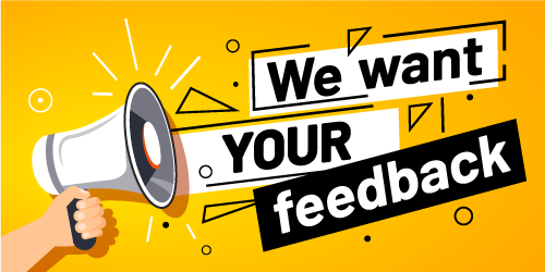 we want your feedback graphic